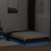 Estructura cama con luces LED madera roble marrón 90x190 cm