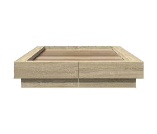 Estructura cama con luces LED madera roble Sonoma 75x190 cm