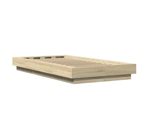 Estructura cama con luces LED madera roble Sonoma 75x190 cm