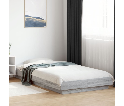 Estructura cama con luces LED madera gris Sonoma 75x190 cm