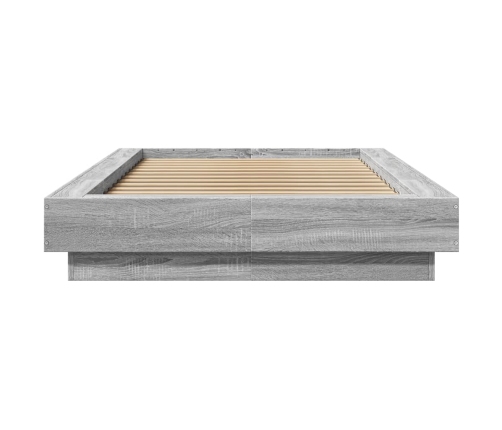 Estructura cama con luces LED madera gris Sonoma 75x190 cm