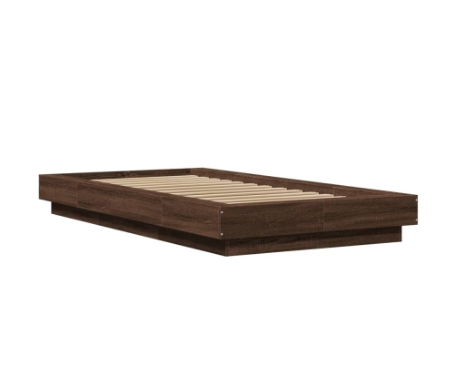 vidaXL Estructura cama con luces LED madera marrón roble 75x190 cm