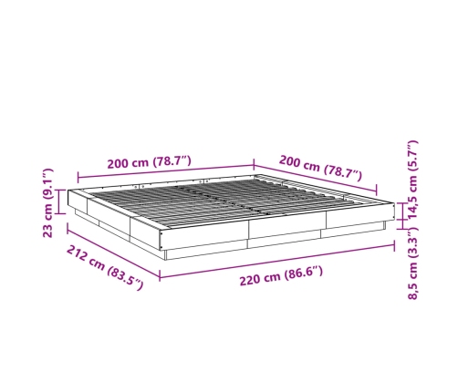 Estructura de cama madera de ingeniería blanca 200x200 cm