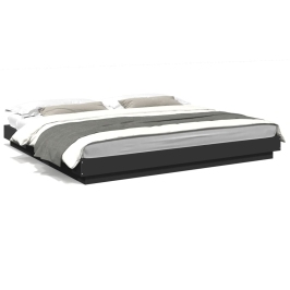 Estructura de cama madera de ingeniería negra 200x200 cm