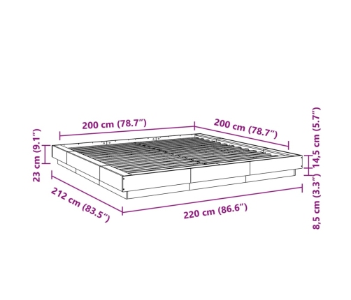 Estructura de cama madera de ingeniería roble Sonoma 200x200 cm