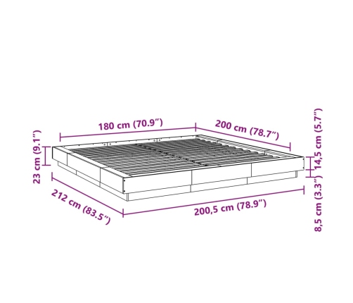 Estructura de cama madera de ingeniería blanca 180x200 cm