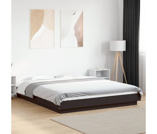 Estructura de cama madera de ingeniería negra 150x200 cm