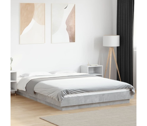 Estructura de cama madera de ingeniería gris hormigón 140x190cm