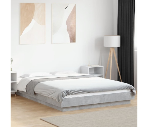 Estructura de cama madera de ingeniería gris hormigón 135x190cm