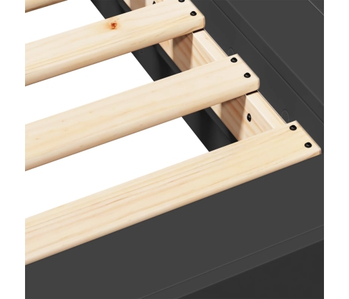 Estructura de cama madera de ingeniería negra 75x190 cm