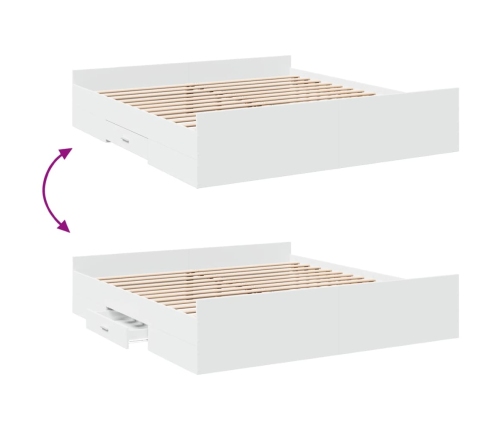 Estructura cama con cajones madera ingeniería blanca 200x200 cm