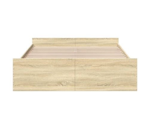 Cama con cajones madera ingeniería roble Sonoma 160x200 cm