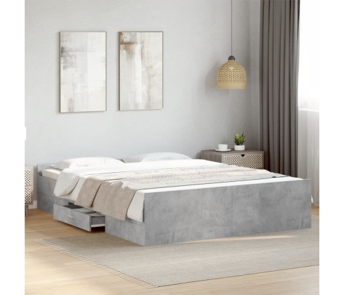 Cama con cajones madera ingeniería gris hormigón 160x200 cm