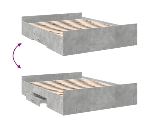 Cama con cajones madera ingeniería gris hormigón 160x200 cm