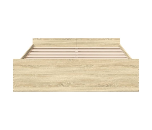 Cama con cajones madera ingeniería roble Sonoma 140x200 cm