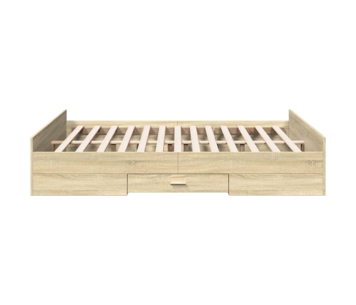 Cama con cajones madera ingeniería roble Sonoma 140x200 cm
