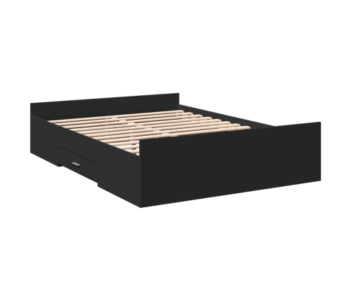 Cama con cajones madera de ingeniería negro 120x200 cm