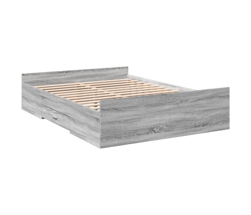 Cama con cajones madera de ingeniería gris Sonoma 135x190 cm