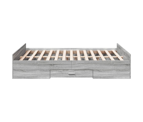 Cama con cajones madera de ingeniería gris Sonoma 135x190 cm