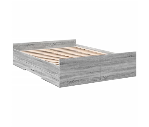 Cama con cajones madera de ingeniería gris Sonoma 135x190 cm
