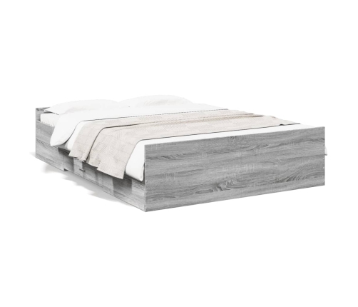 Cama con cajones madera de ingeniería gris Sonoma 135x190 cm