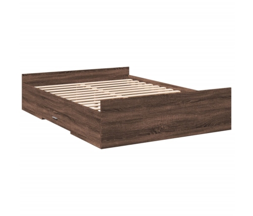 Cama con cajones madera de ingeniería marrón roble 120x190 cm