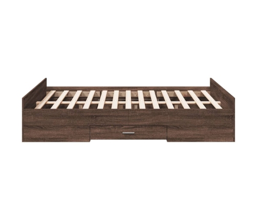 Cama con cajones madera de ingeniería marrón roble 120x190 cm