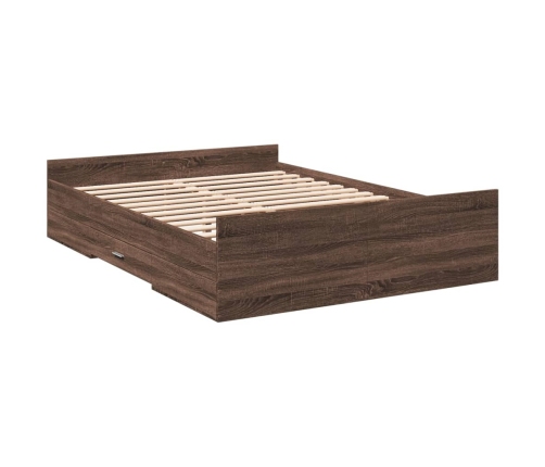 Cama con cajones madera de ingeniería marrón roble 120x190 cm