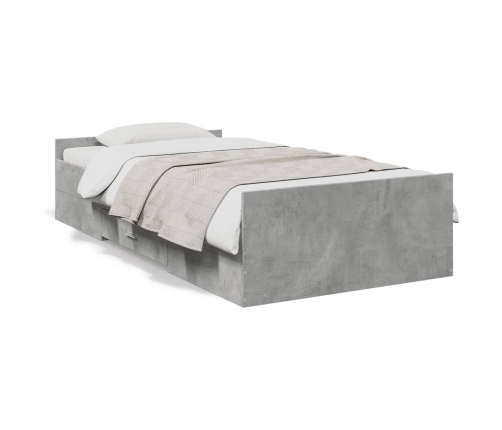 Cama con cajones madera ingeniería gris hormigón 90x200 cm