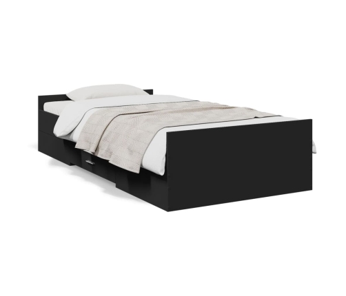 Cama con cajones madera de ingeniería negro 90x190 cm