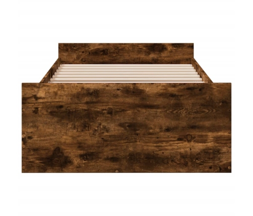 Cama con cajones madera de ingeniería roble ahumado 90x190 cm