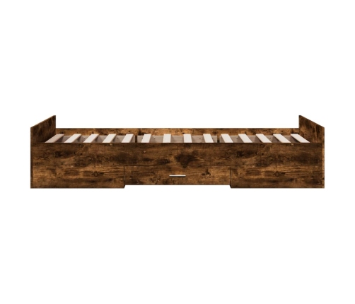 Cama con cajones madera de ingeniería roble ahumado 90x190 cm