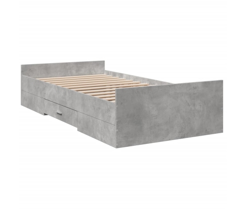 vidaXL Cama con cajones madera de ingeniería gris hormigón 75x190 cm