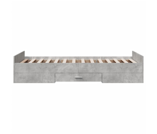 vidaXL Cama con cajones madera de ingeniería gris hormigón 75x190 cm