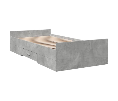 vidaXL Cama con cajones madera de ingeniería gris hormigón 75x190 cm