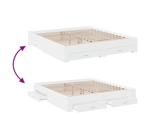 Estructura cama con cajones madera ingeniería blanca 200x200 cm