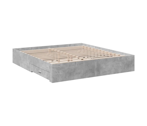 vidaXL Cama con cajones madera ingeniería gris hormigón 200x200 cm