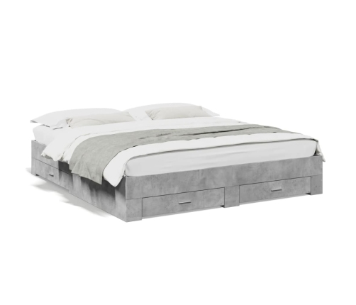 vidaXL Cama con cajones madera ingeniería gris hormigón 200x200 cm