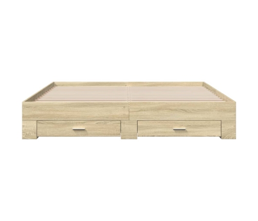 vidaXL Cama con cajones madera ingeniería roble Sonoma 180x200 cm