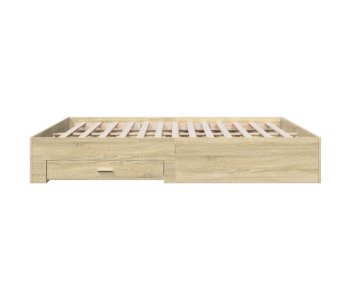 vidaXL Cama con cajones madera ingeniería roble Sonoma 180x200 cm