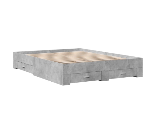 vidaXL Cama con cajones madera ingeniería gris hormigón 160x200 cm