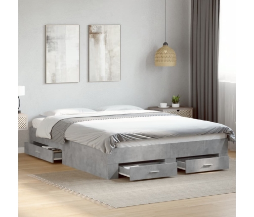 vidaXL Cama con cajones madera ingeniería gris hormigón 160x200 cm