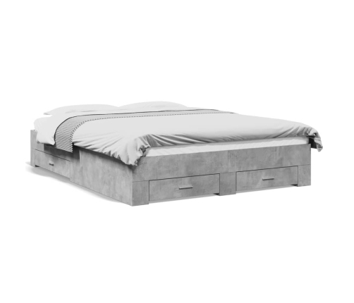 vidaXL Cama con cajones madera ingeniería gris hormigón 160x200 cm