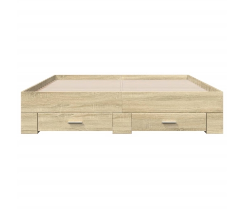 Cama con cajones madera ingeniería roble Sonoma 140x200 cm