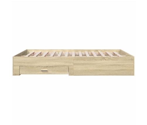 Cama con cajones madera ingeniería roble Sonoma 140x200 cm