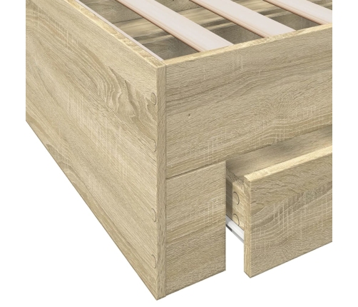Cama con cajones madera ingeniería roble Sonoma 140x200 cm