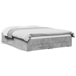 Cama con cajones madera ingeniería gris hormigón 140x200 cm