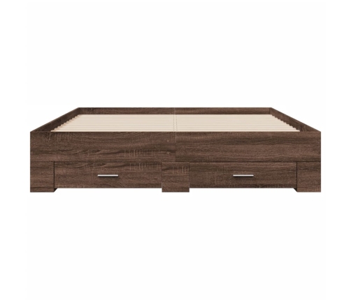 vidaXL Cama con cajones madera de ingeniería marrón roble 140x200 cm