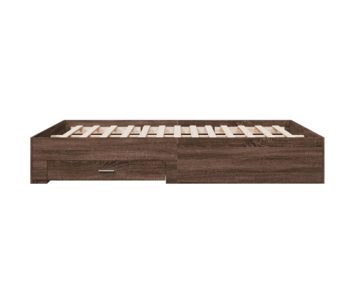 vidaXL Cama con cajones madera de ingeniería marrón roble 140x200 cm