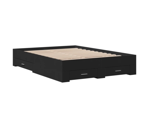 vidaXL Cama con cajones madera de ingeniería negro 120x200 cm